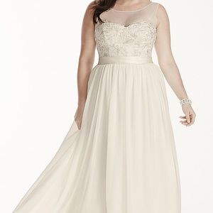 David’s Bridal Illusion Tank with Lace Wedding Dress